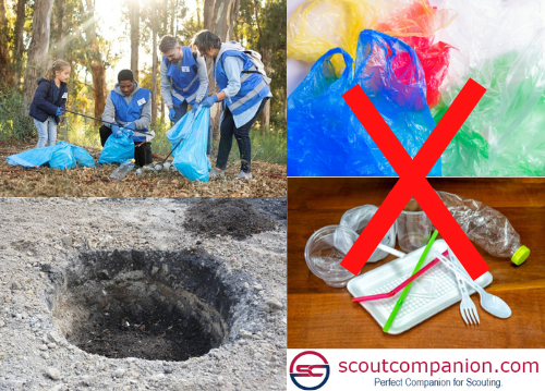 Disposl of waste properly in Environmental Stewardship in Scouting